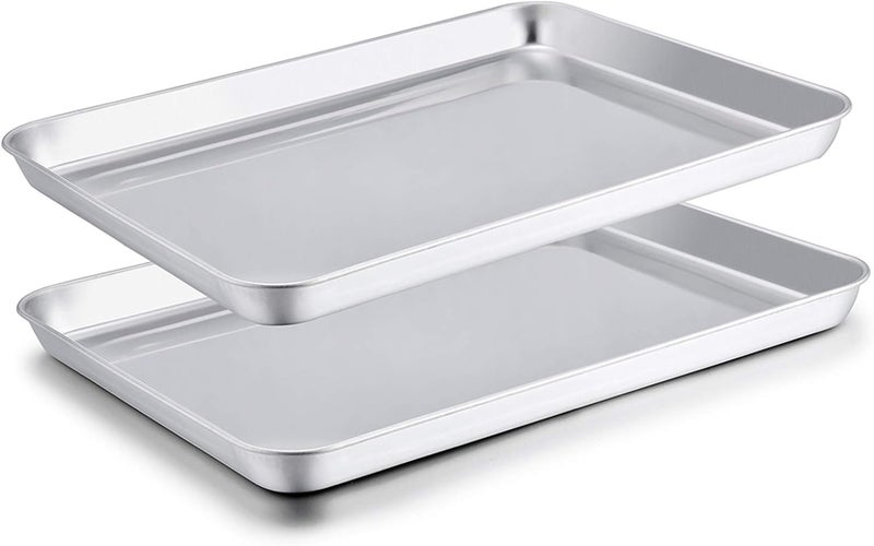 TeamFar Baking Sheet Set of 2, Baking Pans Tray Cookie Sheet Stainless Steel, Non Toxic & Healthy, Mirror Finish & Rust Free, Easy Clean & Dishwasher Safe - Image 1