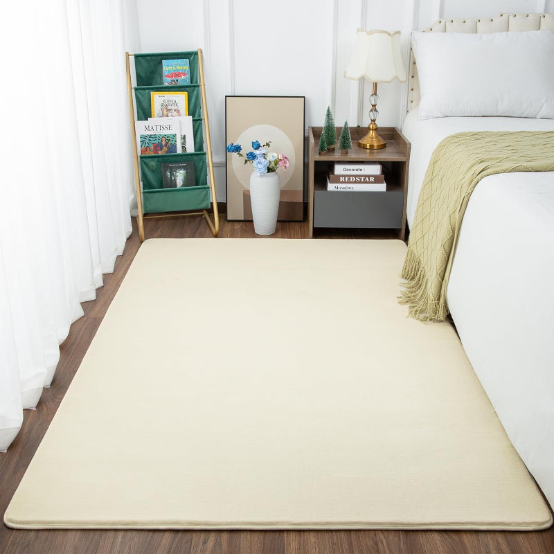 Przemy Washable Area Rug for Bedroom Living Room  4x6 Feet Cream Memory Foam Rug  Super Soft Modern Indoor Carpet for Bedside Kids Room Girls Boys Dorm Nursery Decor Mat - Image 2