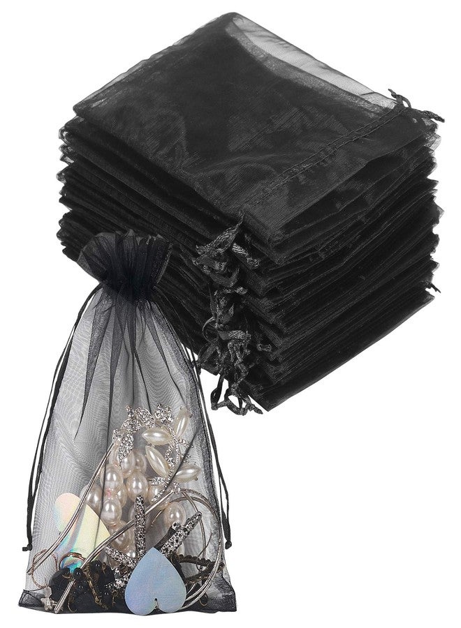 YQL Black Organza Bags,100PCS 5x7 Inch Gift Favor Bags Mesh Fruit Protection Bags Jewelry Pouches Sachet Bags Wedding Party - Image 1