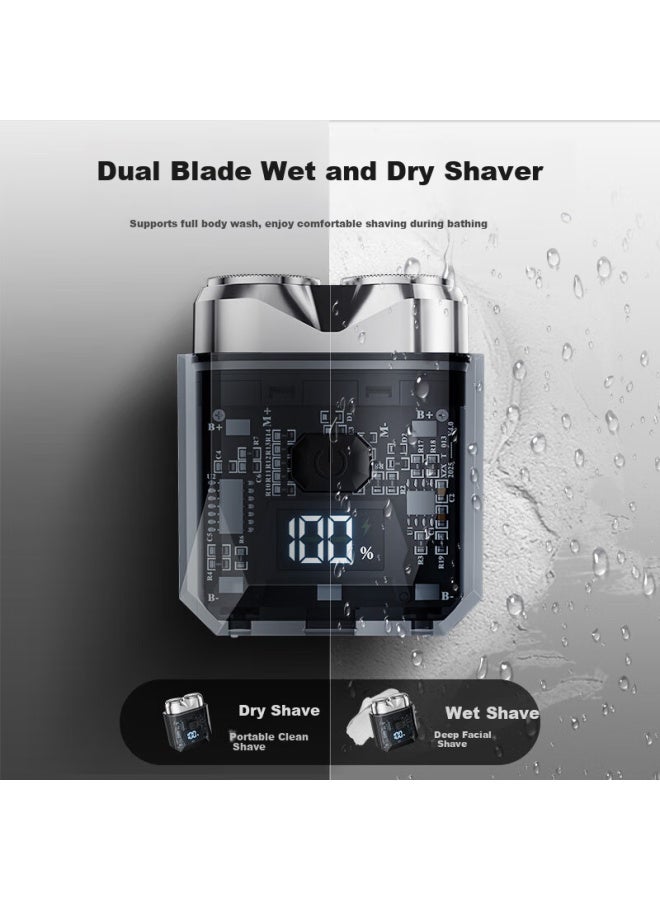 Aux Electric Shaver For Men, Black Warrior  Latest Model, Portable Dual-engine Rotary Mecha-style Razor, Fully Washable, Compact Mini Birthday Gift For Boyfriend - Image 5