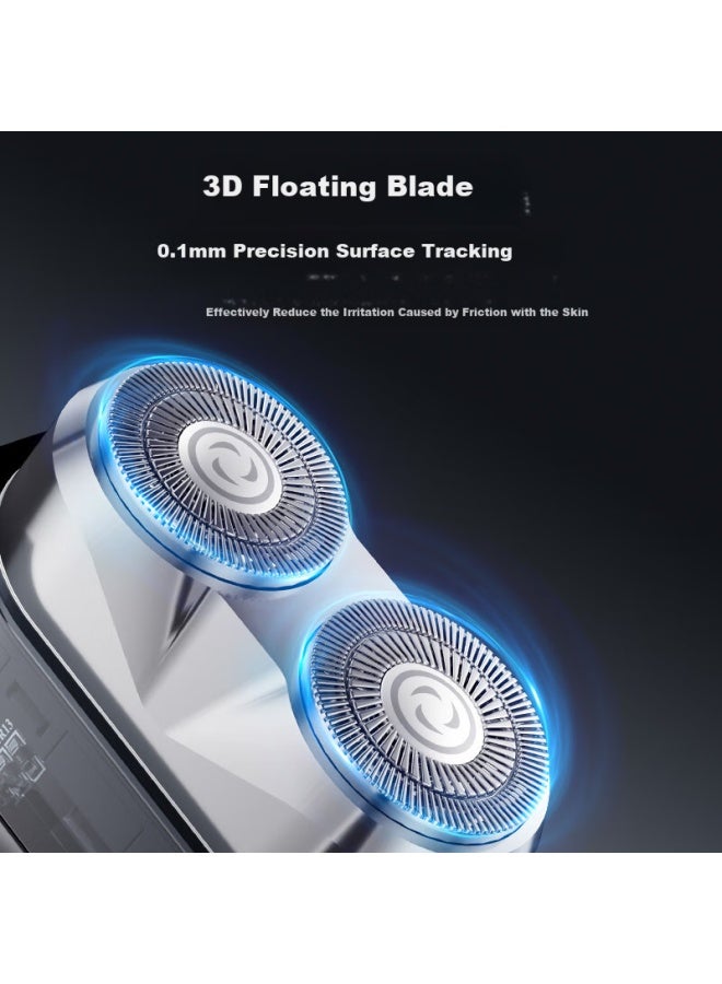 Aux Electric Shaver For Men, Black Warrior  Latest Model, Portable Dual-engine Rotary Mecha-style Razor, Fully Washable, Compact Mini Birthday Gift For Boyfriend - Image 3