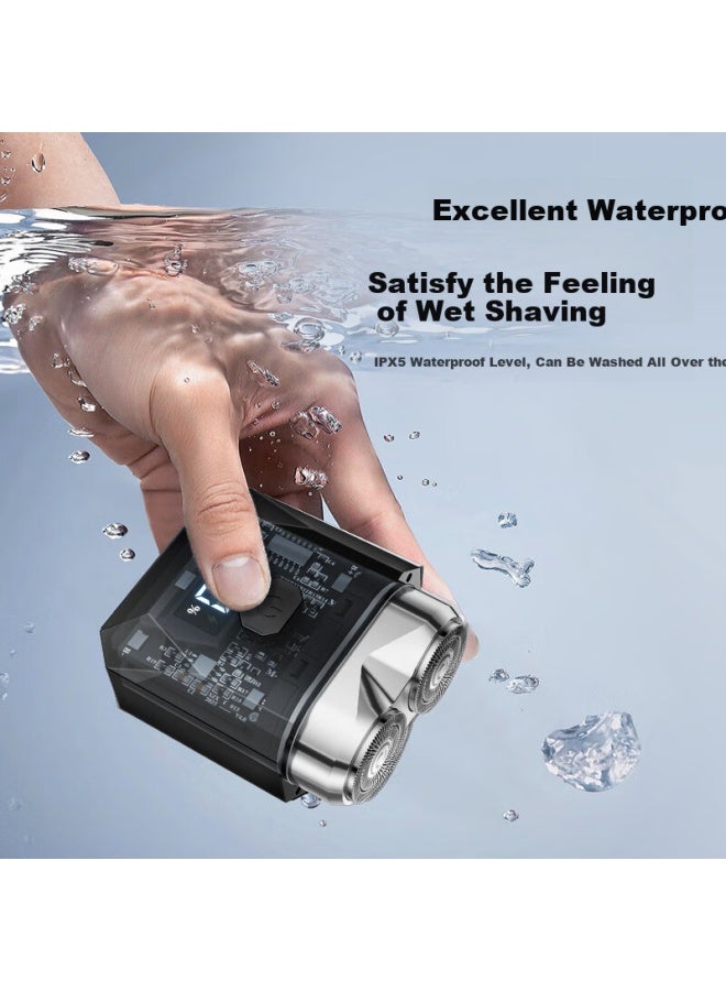 Aux Electric Shaver For Men, Black Warrior  Latest Model, Portable Dual-engine Rotary Mecha-style Razor, Fully Washable, Compact Mini Birthday Gift For Boyfriend - Image 4