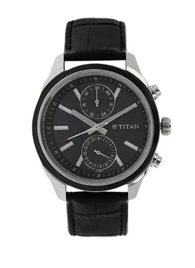 TITAN Titan Quartz Multifunction Watch for Men Blue Dial With Leather Strap  - Image 1