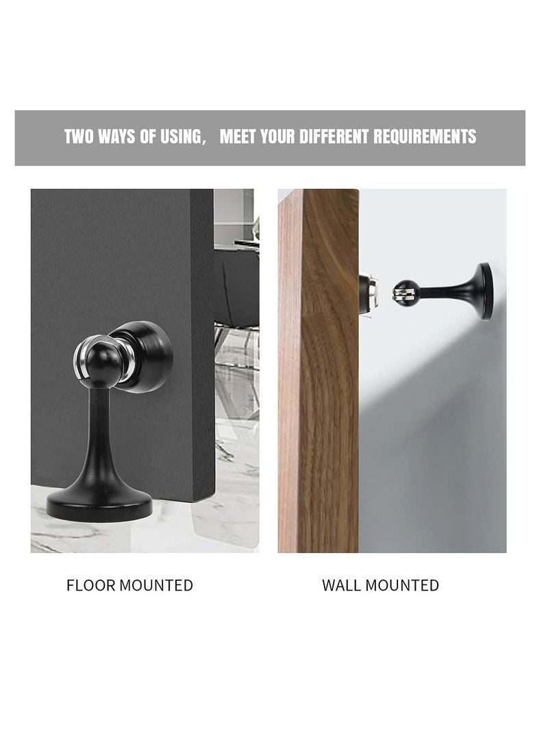 Generic - Magnetic Door Stops Door Stopper Stainless Steel Magnetic Doorstop Brushed Satin Nickel, Black Wall Floor Mounted Door Holder Door Catch for Bedroom Bathroom Kitchen Home Office - Image 1