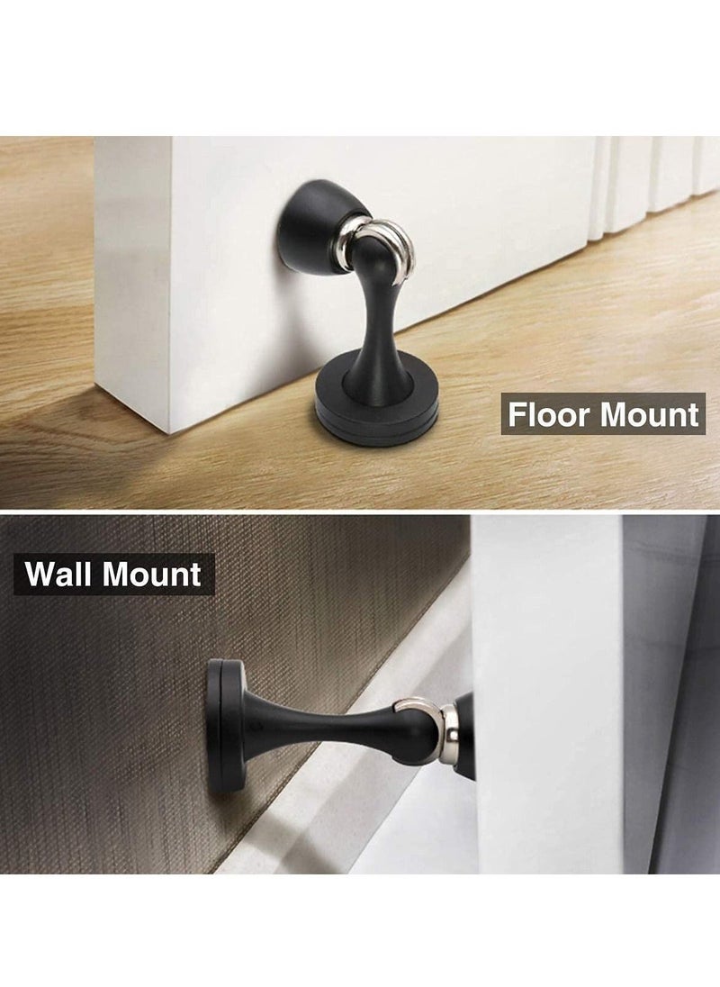 Generic - Magnetic Door Stops Door Stopper Stainless Steel Magnetic Doorstop Brushed Satin Nickel, Black Wall Floor Mounted Door Holder Door Catch for Bedroom Bathroom Kitchen Home Office - Image 1