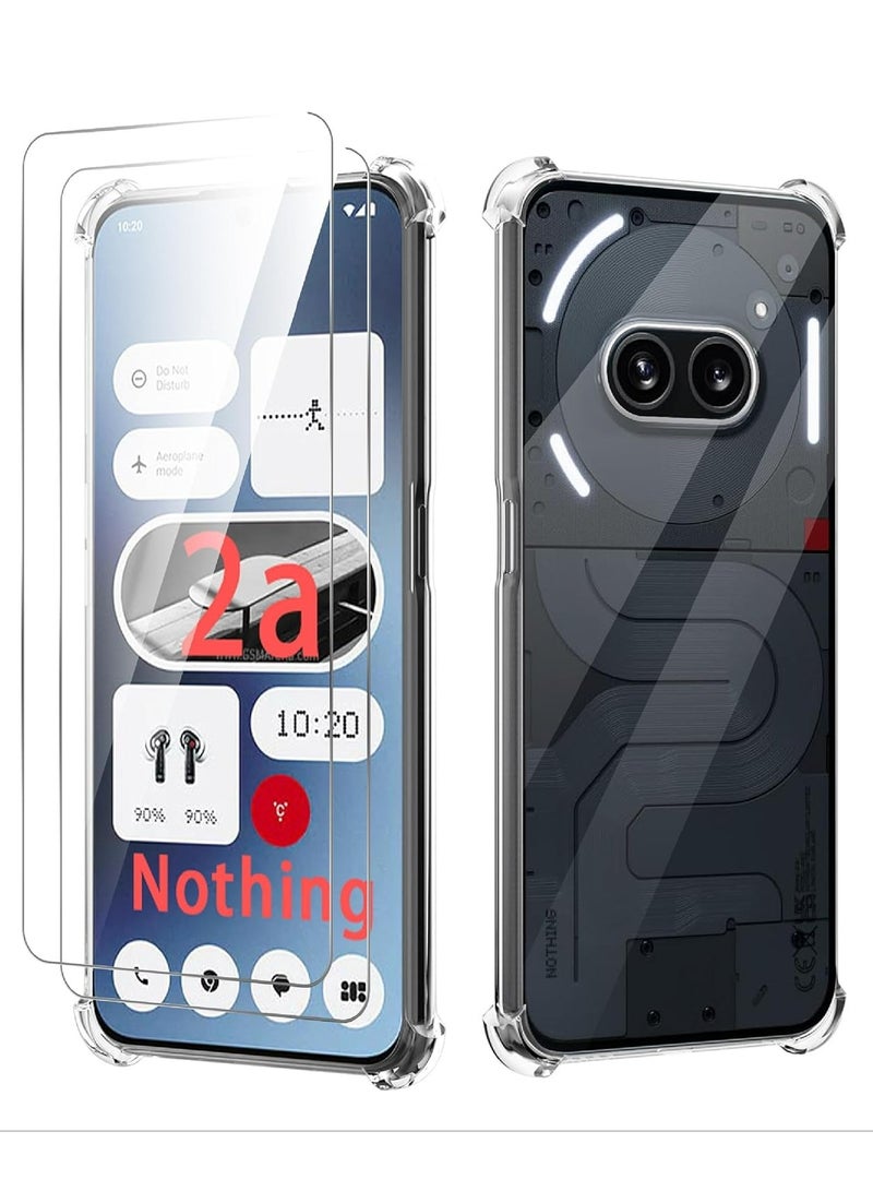 Fankalo [1+2 Sets] For Nothing Phone 2a Case Cover & Screen Protector TPU Slim Shockproof Case Cover Air Cushion [Not Easy to Yellow] - Image 1