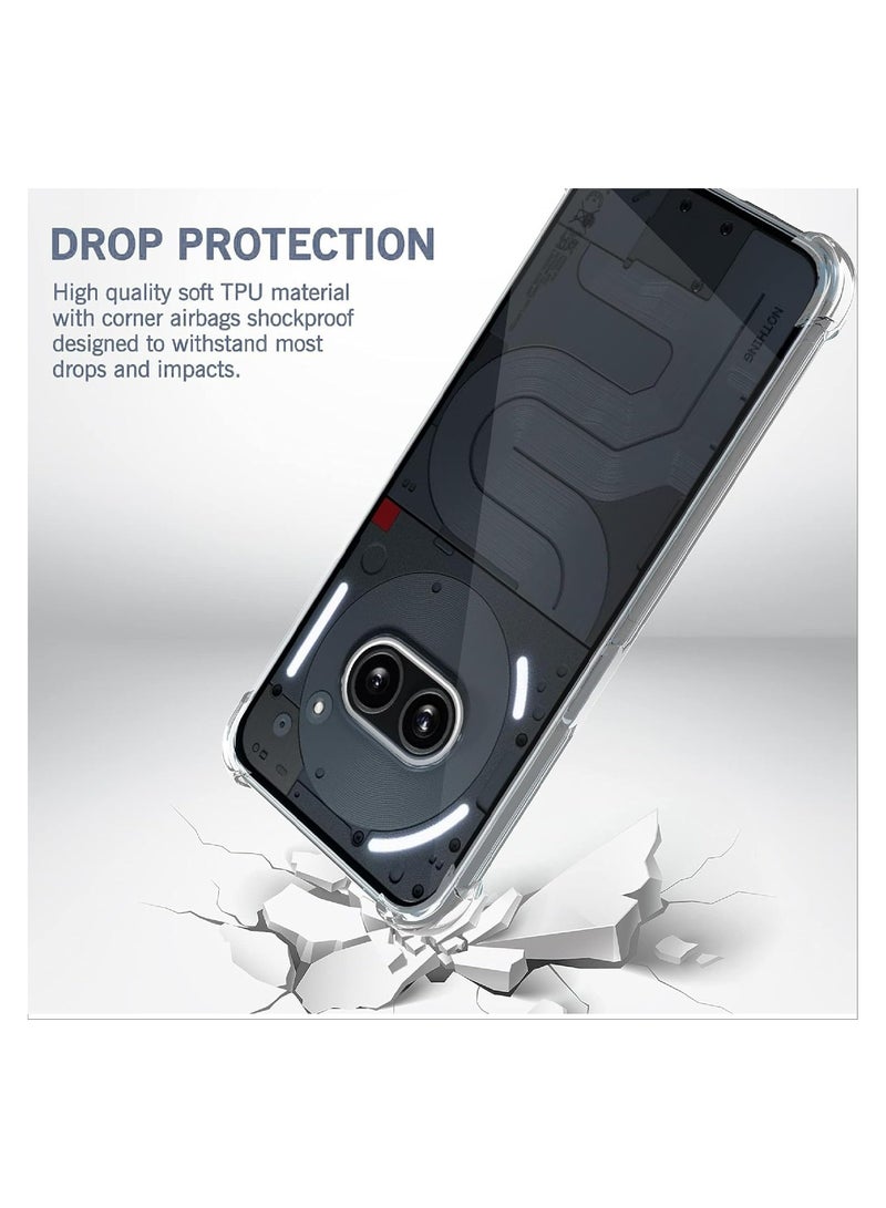 Fankalo [1+2 Sets] For Nothing Phone 2a Case Cover & Screen Protector TPU Slim Shockproof Case Cover Air Cushion [Not Easy to Yellow] - Image 4