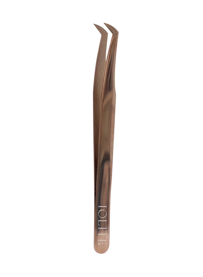 IOLITE Eyelash Extension Tweezers For Volume Lashes Professional Precision Stainless Steel Curved Angled Tips - Image 4