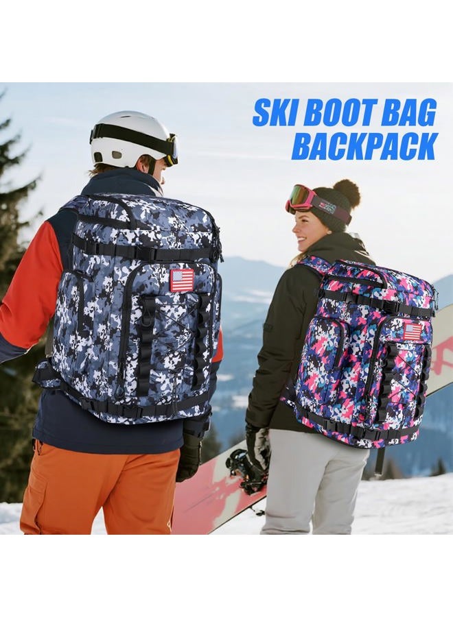 masterwow Ski Boot Bag Backpack, 60L Ski Boot Bag Waterproof Travel Backpack for Ski Snowboard Boot and Helmet (Blue Camo) - Image 2