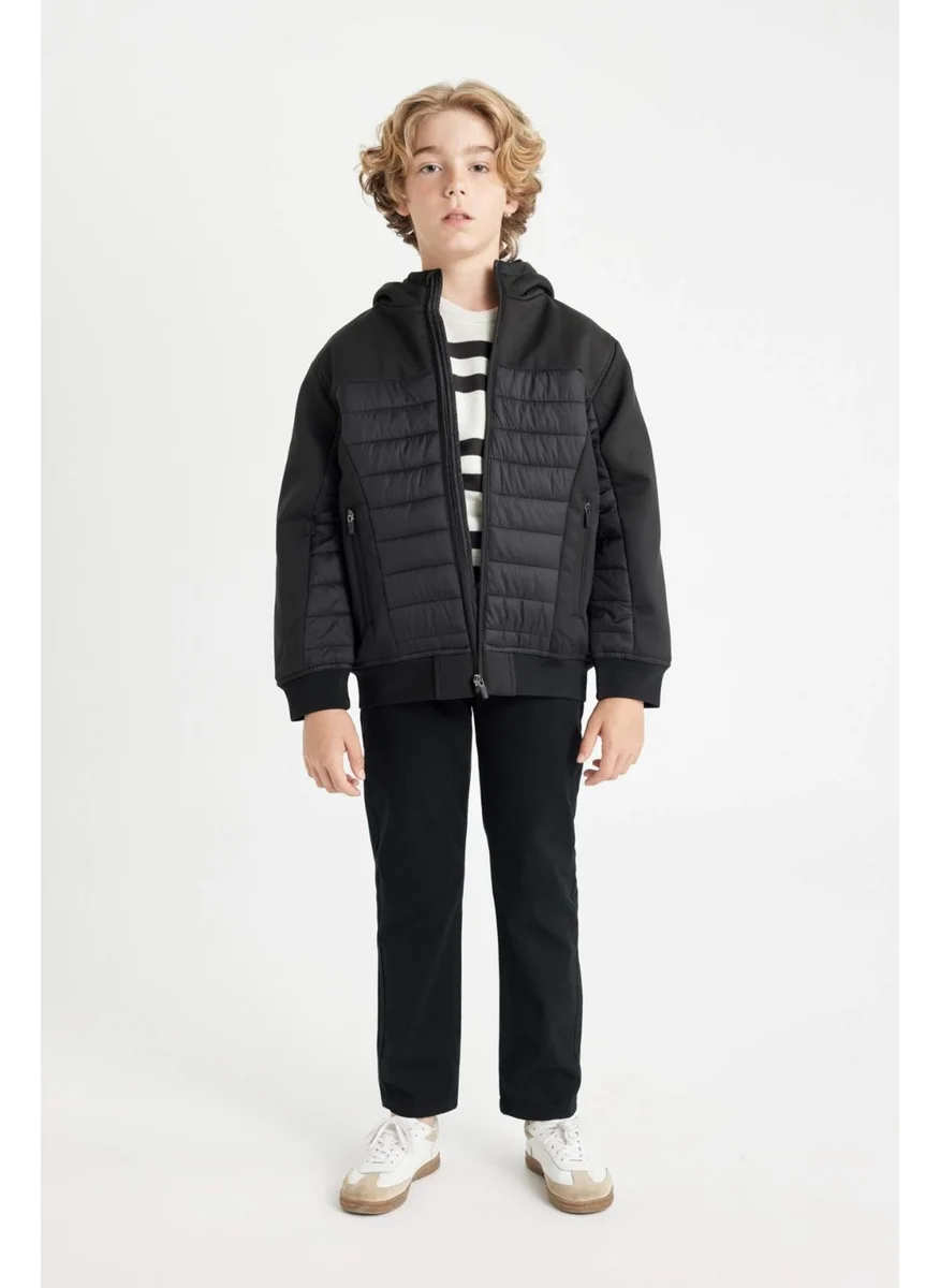 DeFacto Boy's Hooded Windproof Zipper Pocket Coat C7668A824AU