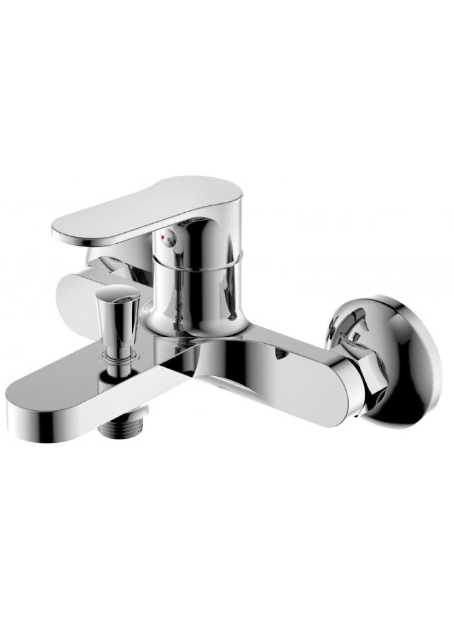 DANUBE HOME Milano Fira Bath Mixer With Shower Set | Brass Shower Mixer | Bath Room Fixture Hot & Cold Bathtub Faucet Shower Tap For Bathroom Toilet Washroom - Chrome - Image 1