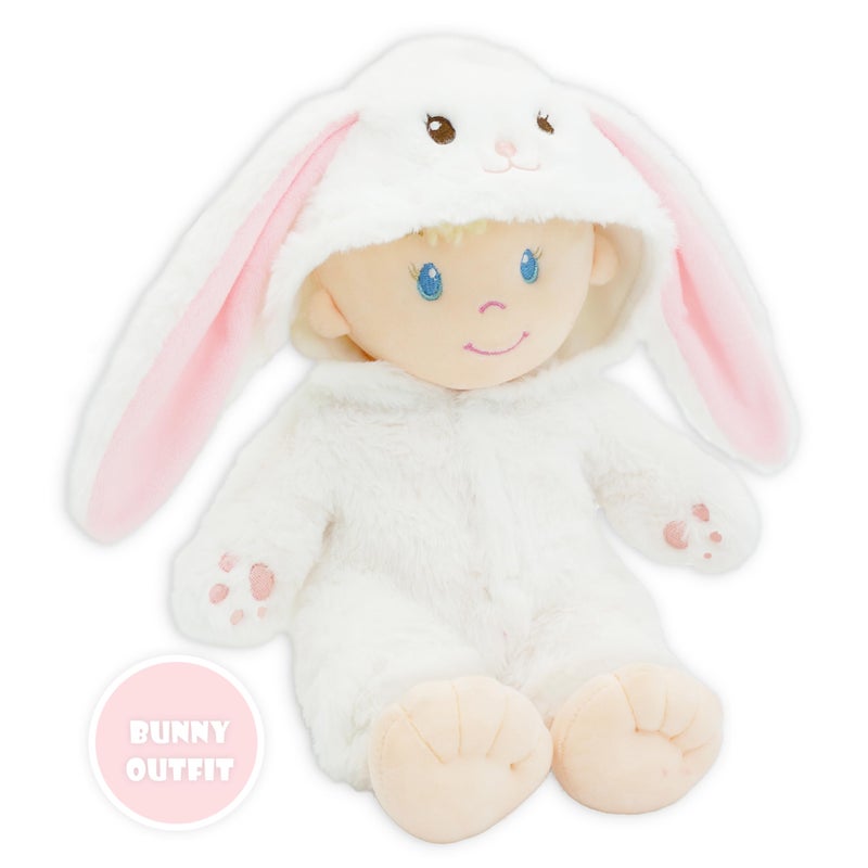 June Garden 12" Sweet Dolly Snowbun - Stuffed Ultra Soft Baby Doll for Birth and Up - Bunny Outfit - Image 5