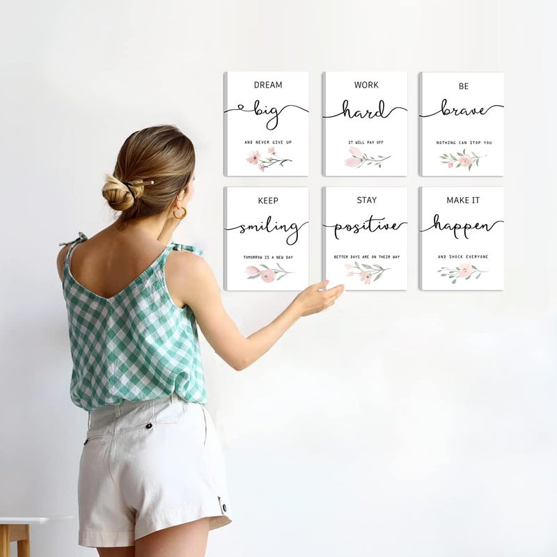 Howwii Inspirational Wall Art for Bedroom, Motivational Office Wall Art Decor, Framed Canvas Wall Art for Women, Girls, Positive Affirmations Quotes Prints, Set of 6PCS, 8"x10", FRAMED - Image 5