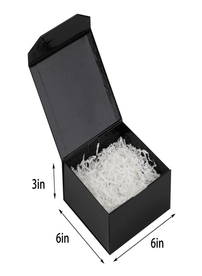 PACKGILO 1 Pcs 6x6x3 Inch Black Magnetic Gift Box Small Magnetic Box with Crinkle Paper Black Small Gift Box with Shredded Paper Luxury Gift Boxes with Lids for Presents - Image 3
