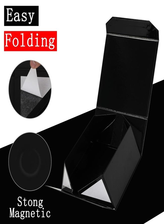 PACKGILO 1 Pcs 6x6x3 Inch Black Magnetic Gift Box Small Magnetic Box with Crinkle Paper Black Small Gift Box with Shredded Paper Luxury Gift Boxes with Lids for Presents - Image 5