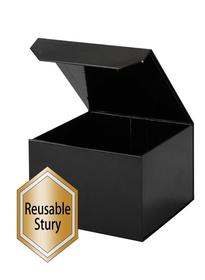 PACKGILO 1 Pcs 6x6x3 Inch Black Magnetic Gift Box Small Magnetic Box with Crinkle Paper Black Small Gift Box with Shredded Paper Luxury Gift Boxes with Lids for Presents - Image 4