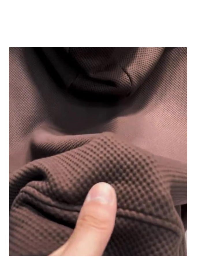 Men's Knitted Patchwork Fashionable Temperament Versatile Long Sleeved Hooded Sweatshirt  - Image 3