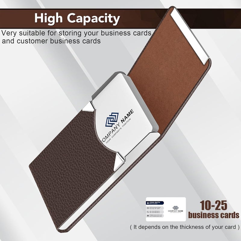 DMFLY Business Card Holder with Ultra Slim Design, Business Card Case with Premium PU Leather, Suit Pocket Metal Card Holder for Women/Men, Magnetic Closure Quick Access Cards - Image 3