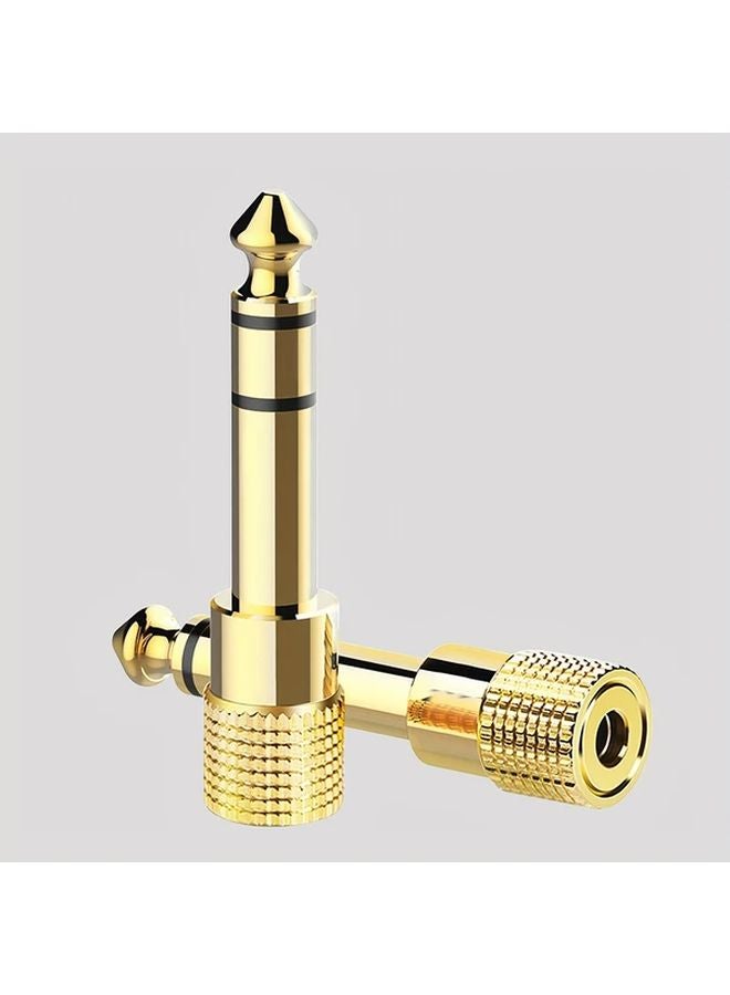Gold Plated 6.35mm to 3.5mm Audio Adapter 2pcs Stereo TRS Converter Male to Female - Image 1
