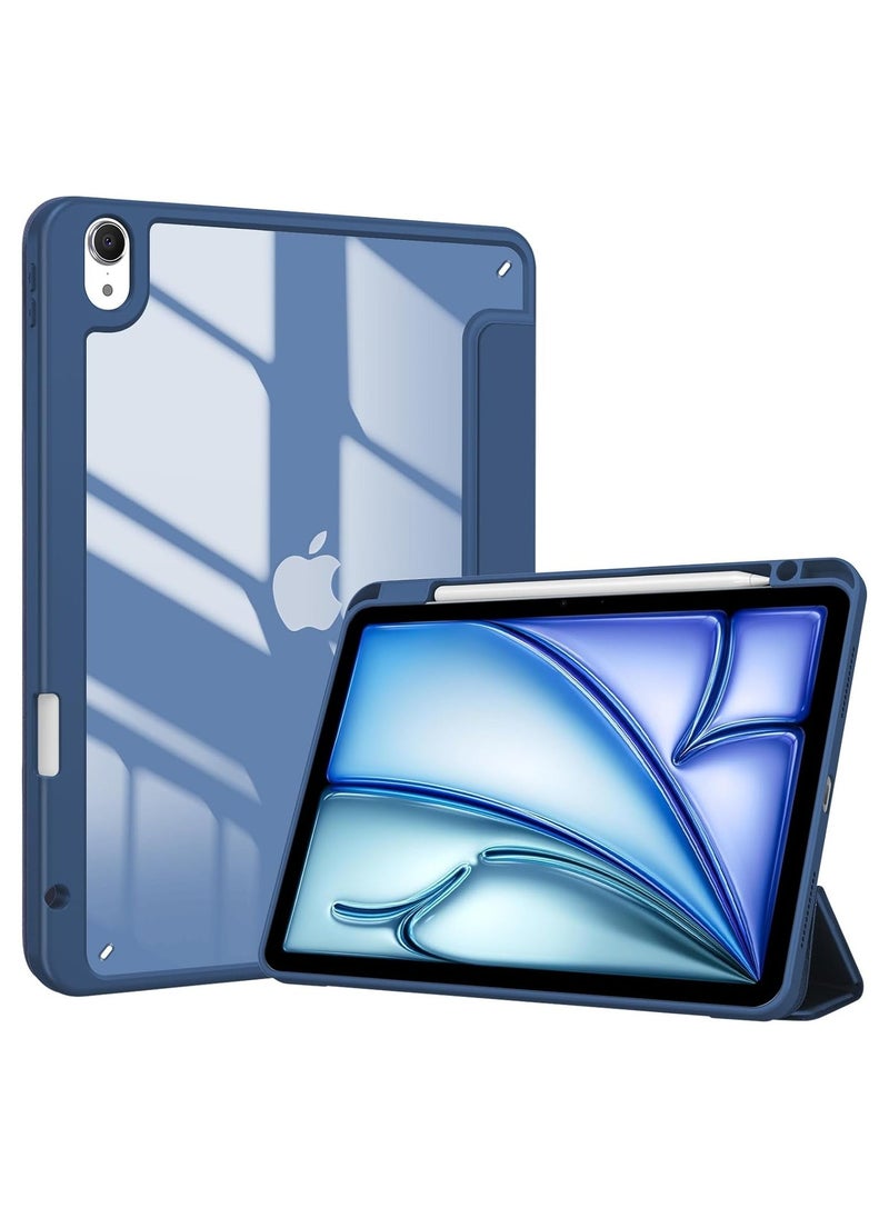 Raxoom ELTRAZONE Slim Stand Case for iPad Air 13-Inch M2 (2024) - Navy Blue, Smart Shell with Touch ID Support, Auto Wake/Sleep & Translucent Back - Image 1