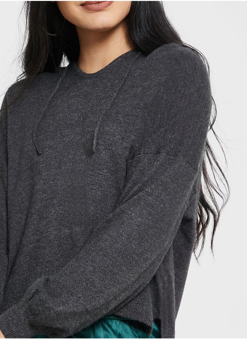Drawstring Cut Out Sweatshirt