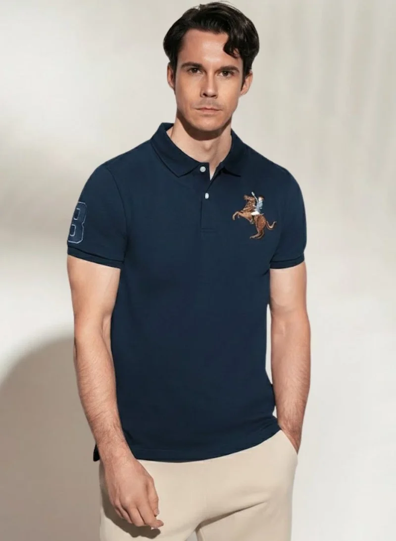 Men’s Slim Fit Napoleon Embroidery Lycra Pique Polo