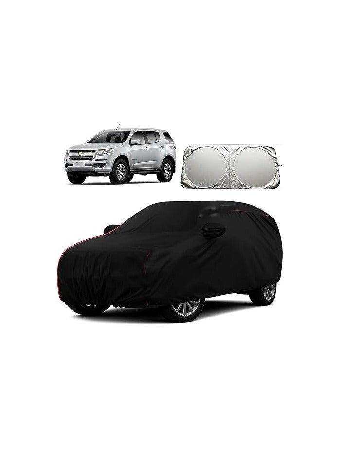 TORONTO 100% Water Resistant Car Body Cover Compatible with Mirror for Chevrolet Trailblazer (Triple Stitched, Full Bottom Elastic, Black with sunscreen shield) - Image 1