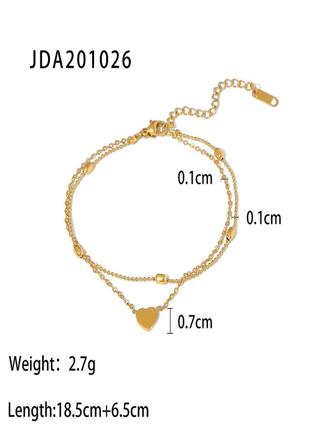 Luxury Gold-Tone Adjustable Layered Anklet for Women - Heart Butterfly/Moon Charm Ankle Bracelet, Dainty Beach Resort Foot Chain Jewelry, Hypoallergenic Summer Gift for Wife/Girlfriend/Daughter (With Gift Box) - Image 3