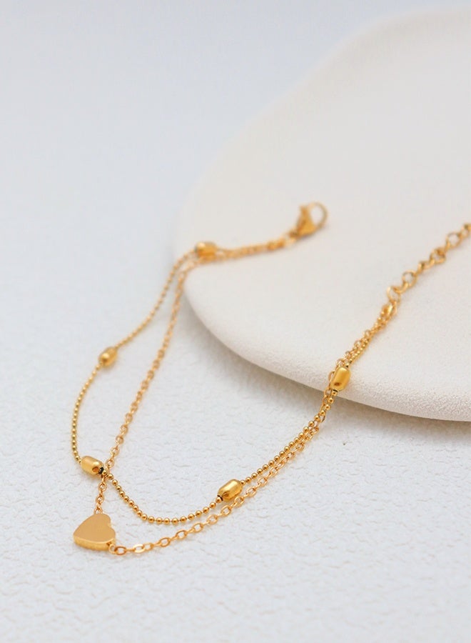 Luxury Gold-Tone Adjustable Layered Anklet for Women - Heart Butterfly/Moon Charm Ankle Bracelet, Dainty Beach Resort Foot Chain Jewelry, Hypoallergenic Summer Gift for Wife/Girlfriend/Daughter (With Gift Box) - Image 1