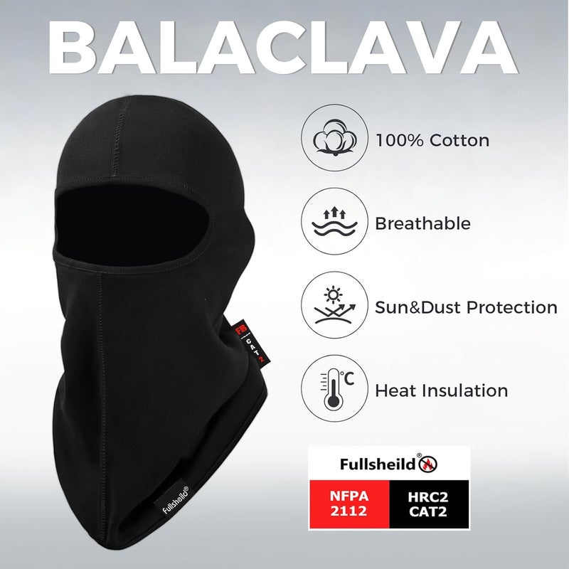Fullsheild فولشيلد FR قناع بالاكلافا مقاوم للهب للوجه NFPA2112 الفئة 2 غطاء رأس للحام والصيد والعسكري مقاس واحد - Image 4