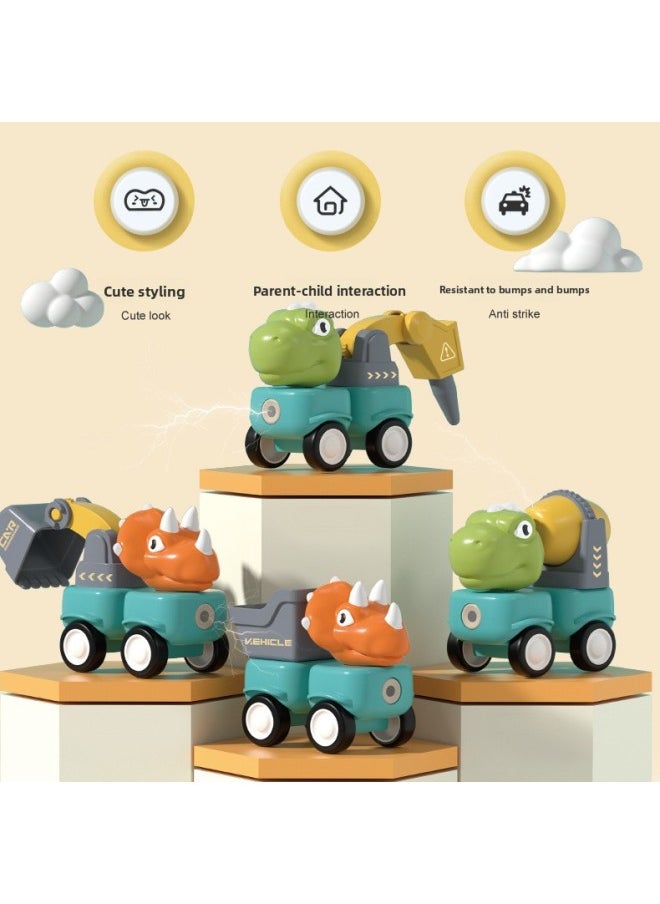 Magnetic Magnetic Suction Small Dinosaur Toy Boy Magnet Magnetic Stick Assembled Engineering Vehicle Dinosaur Model Toy-Color:Magnetic Dinosaur Engineering Vehicle 84pcs 24 Boxes/carton Minimum Batch