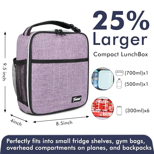 Tirrinia Insulated Kids Lunch Box Back to School, Portable Small Lunch Bag for Office Work Picnic, Reusable Compact Lunchbox Cooler Bag for Girls, Boys, Adults, Purple - Image 3