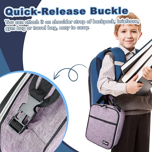 Tirrinia Insulated Kids Lunch Box Back to School, Portable Small Lunch Bag for Office Work Picnic, Reusable Compact Lunchbox Cooler Bag for Girls, Boys, Adults, Purple - Image 4