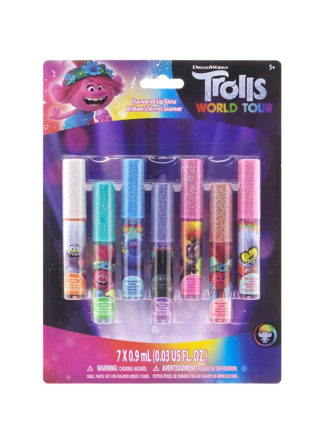 TOWNLEY GIRL Trolls World Tour Super Sparkly 7 Pieces Party Favor Lip Gloss Makeup Set For Girls Kids Toddlers Perfect For Parties Sleepovers Makeovers Birthday Gift For Girls Above 3 Yrs (7 Ct) - Image 1
