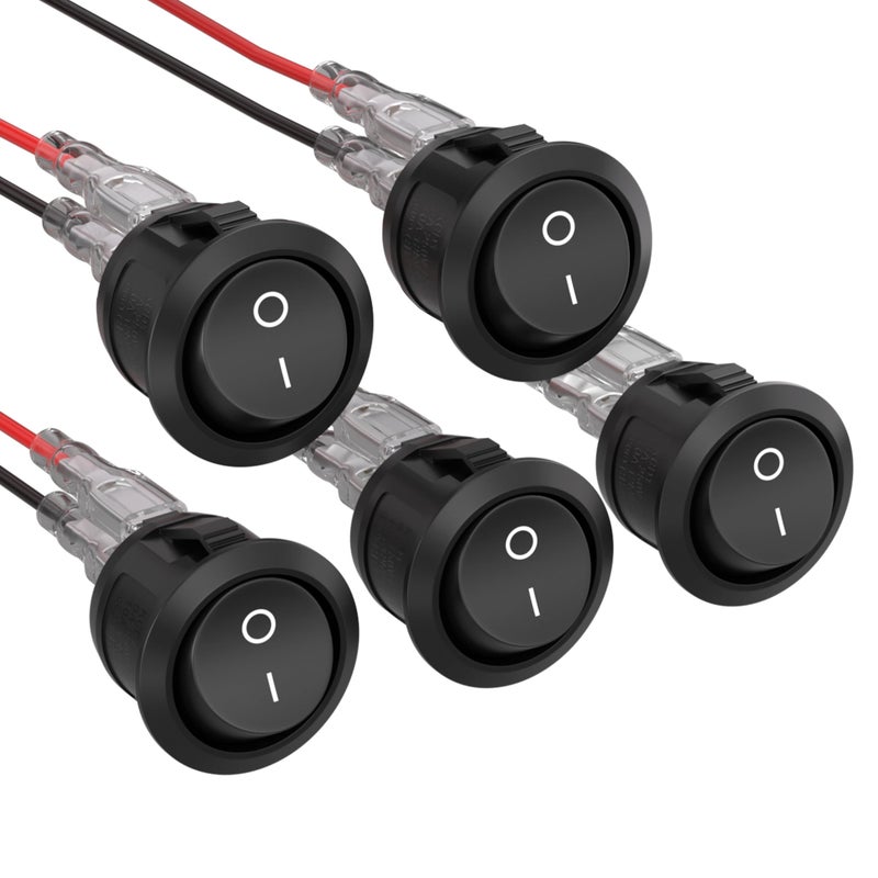 APIELE KCD1 Mini Round Toggle Switch SPST 2Pin Snapin Design Car Boat Automotive with Wires PreWired KCD15101C5 - Image 3