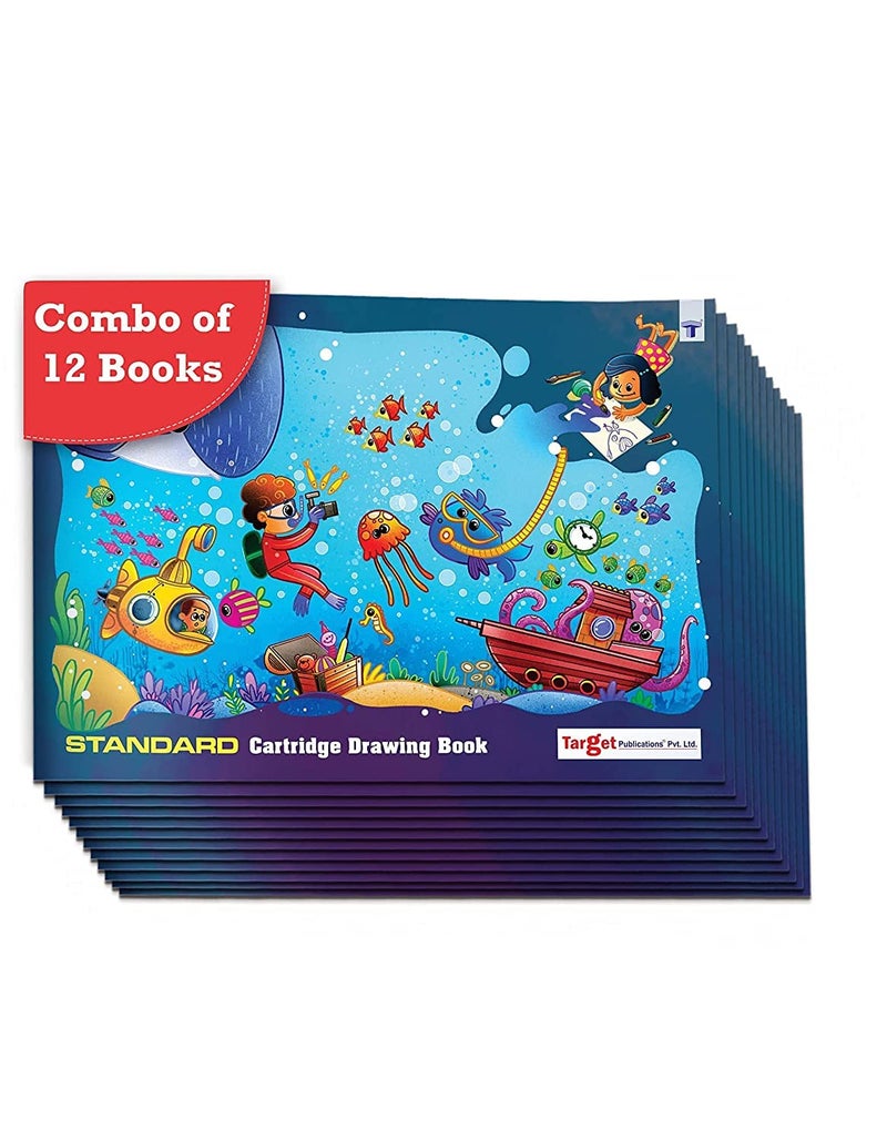 TARGET PUBLICATIONS Drawing Book - Standard Size, 34.5 x 24 cm Approx, 34 White Blank Unruled Page Plain Sketch Pad for Kids | Soft Cover Drawing Sheets for Kids | Painting, Colouring, Sketching | Set of 12 - Image 1