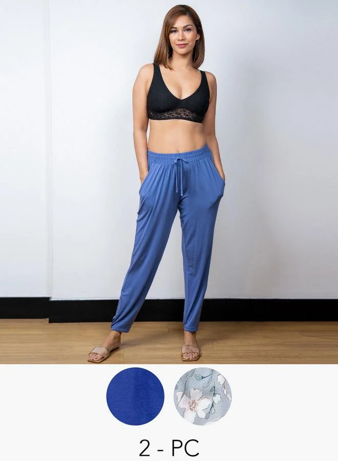 Aadaraya Set of 2 - Aadaraya Assorted Pyjamas with Pockets and Drawstring Closure
