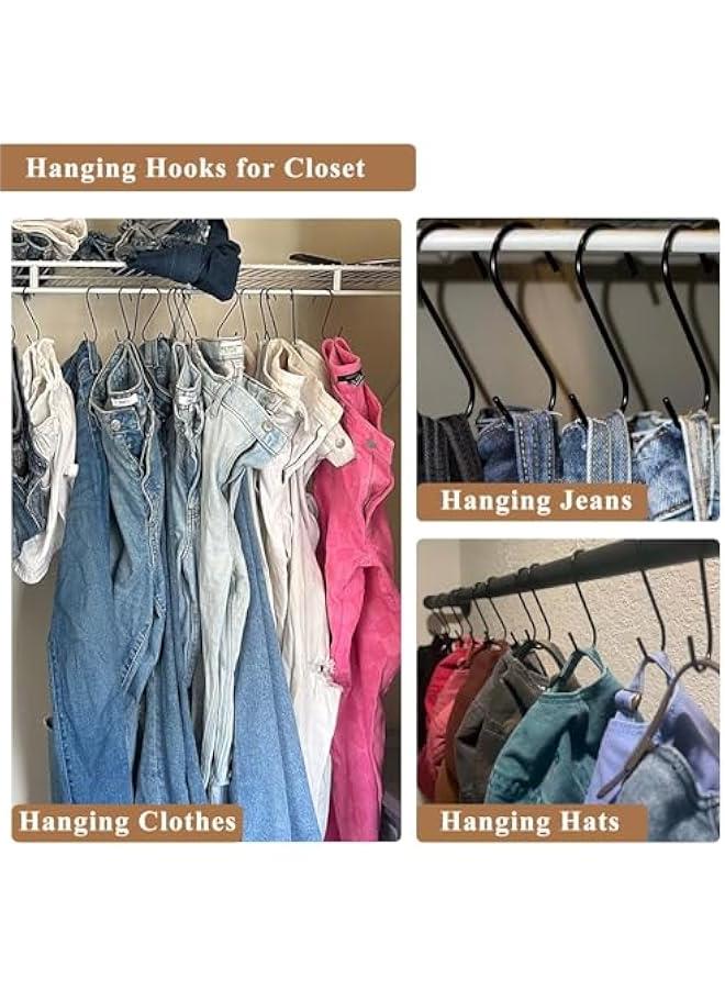 Arabest 30 Pack Heavy Duty S Hooks Black Steel S Shaped Hooks for Hanging Jeans Pans Pots Plants Bags Towels Kitchen Closet Hooks Hanger, Large 3.5 inch - Image 2