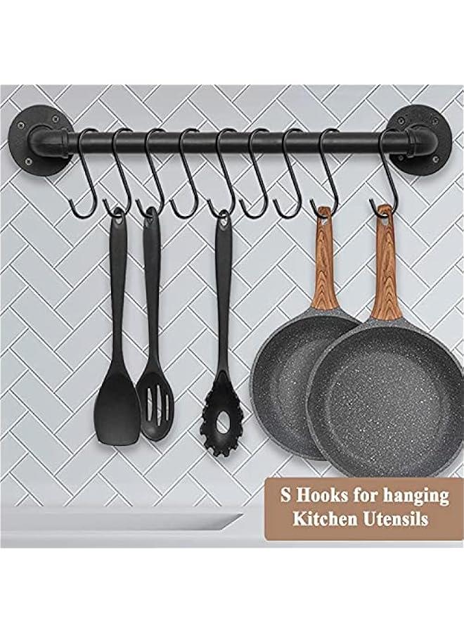 Arabest 30 Pack Heavy Duty S Hooks Black Steel S Shaped Hooks for Hanging Jeans Pans Pots Plants Bags Towels Kitchen Closet Hooks Hanger, Large 3.5 inch - Image 3