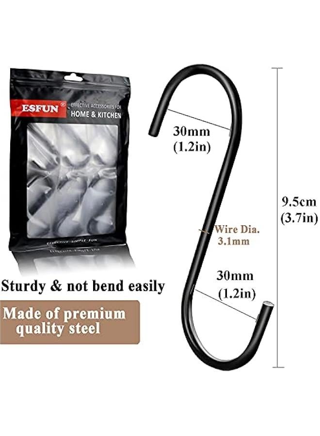 Arabest 30 Pack Heavy Duty S Hooks Black Steel S Shaped Hooks for Hanging Jeans Pans Pots Plants Bags Towels Kitchen Closet Hooks Hanger, Large 3.5 inch - Image 4