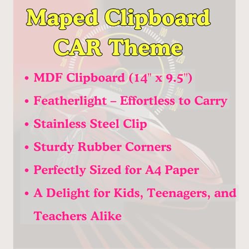 Maped Theme Exam kit - 2pc set (Car design) |Sturdy Clipboard and Automatic Mechanical Pencil|Pen Pencil|Exam Pad for Students|Ideal for School Students | Essential Exam Kit| Automatic Pencil - Image 2