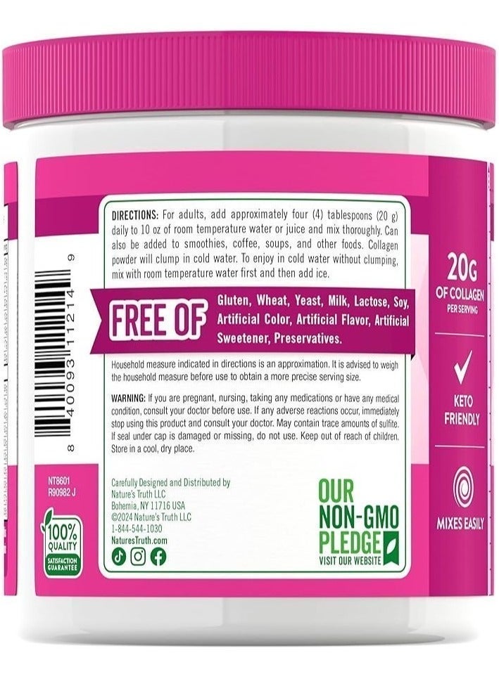 Nature's Truth Ultra Collagen Powder Unflavored 7 oz 198g Type I III Hydrolyzed Peptides Grass Fed Bovine Keto Non GMO Gluten Free 20g Per Serving - Image 5