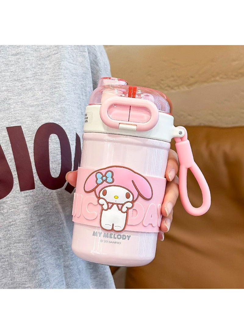 Generic - New KUROMI Thermal Cup Stainless Steel Straw Bottle for Students KU-2373 Pink Melody - Image 1