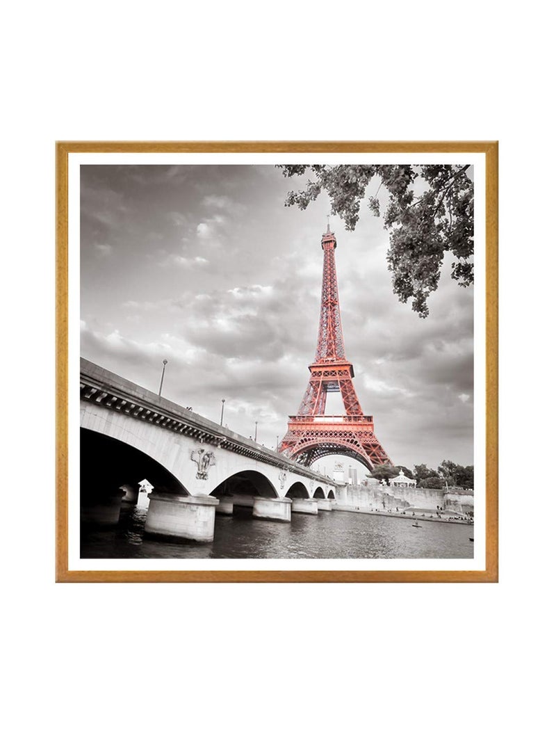 999STORE Fiber painting wall paintings with frame Canvas Painting Eiffel tower Set of 1 24X24 Inches Golden GOF2424205005 - Image 2