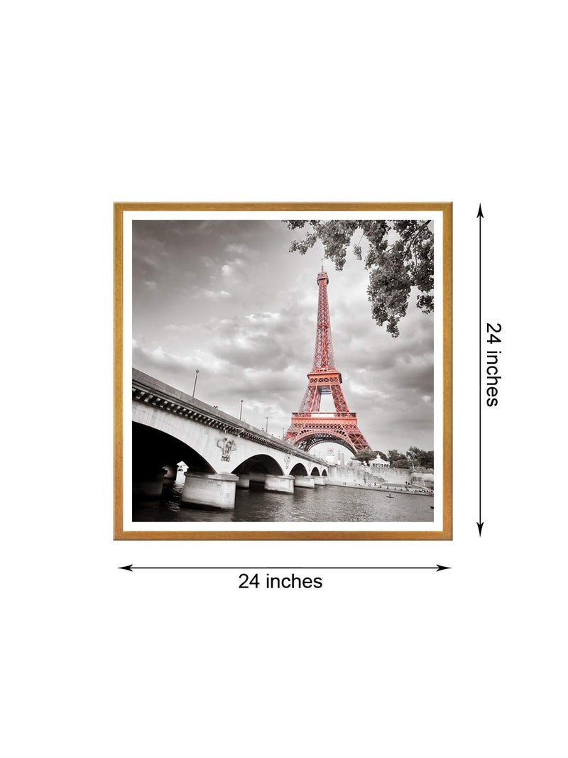 999STORE Fiber painting wall paintings with frame Canvas Painting Eiffel tower Set of 1 24X24 Inches Golden GOF2424205005 - Image 5