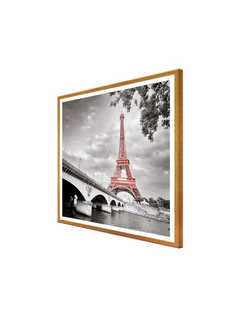 999STORE Fiber painting wall paintings with frame Canvas Painting Eiffel tower Set of 1 24X24 Inches Golden GOF2424205005 - Image 3