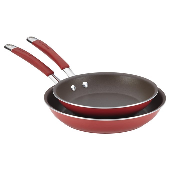CUCINA NONSTICK FRYING PAN SET FRY PAN SET SKILLET SET 925 AND 11 INCH CRANBERRY RED