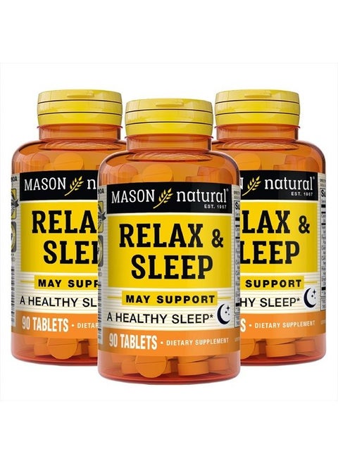 Vitamins Relax & Sleep with A Herbal Formula That Contains Valerian Root & Passiflora Extract Tablets, 90 Count, Pack of 3