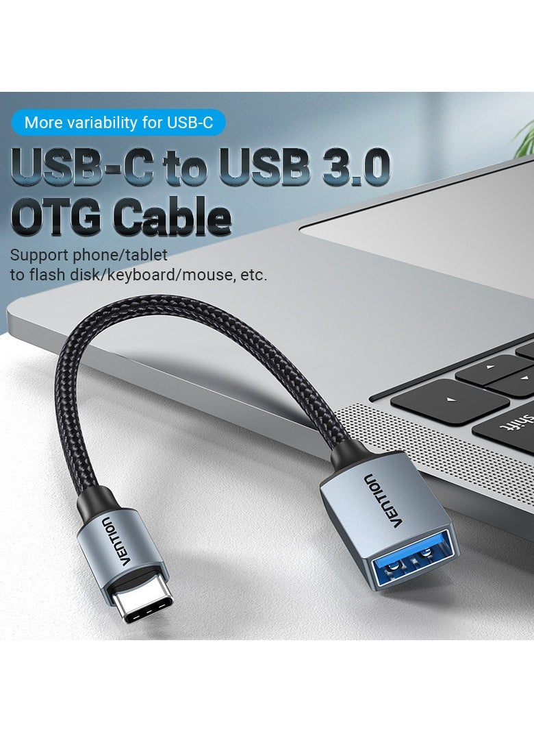 VENTION - Vention USB 3.0 C Male to A Female OTG Cable 0.15M Gray Aluminum Alloy Type - Image 1