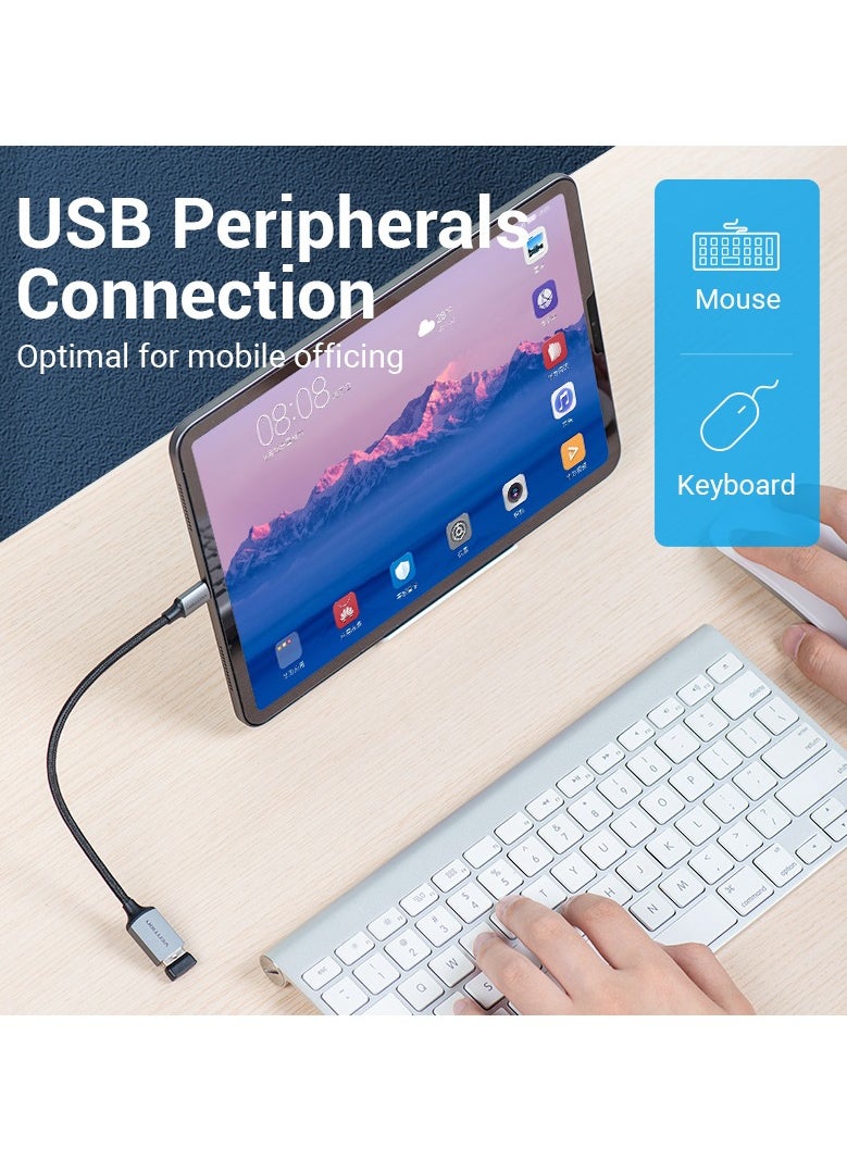 VENTION - Vention USB 3.0 C Male to A Female OTG Cable 0.15M Gray Aluminum Alloy Type - Image 1